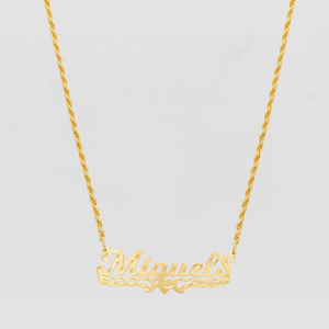 The Single Heart Cut Nameplate Necklace