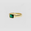 The Square Green Gemstone Twist Ring