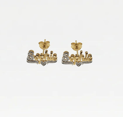 The Double Plated Classic Script Stud Earrings