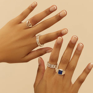 THE CUTOUT FLOWER HEART LETTER RING - The M Jewelers