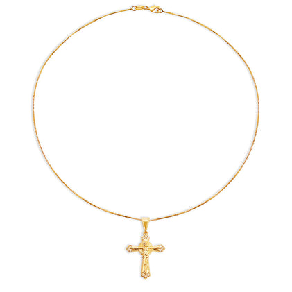 THE TRIPLE STONE ORNATE CROSS NECKLACE