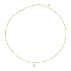 THE TINY PAVE' CROSS NECKLACE