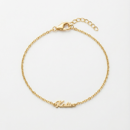 The Tiny Script Nameplate Bracelet