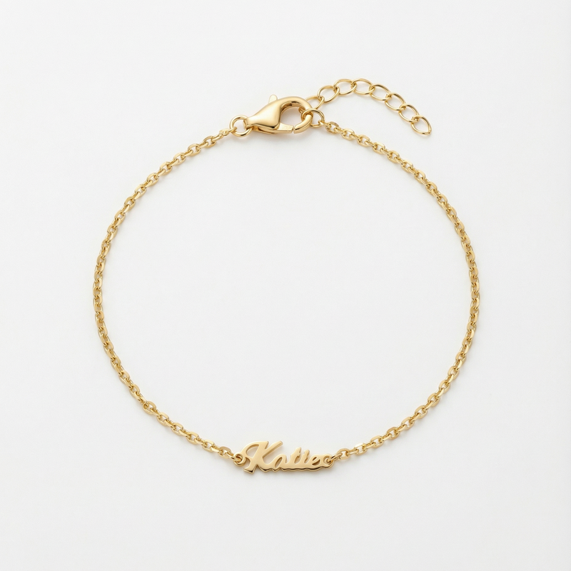 The Tiny Script Nameplate Bracelet