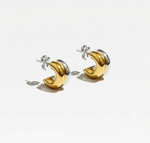 THE TWO TONE MINI HUGGIE HOOPS