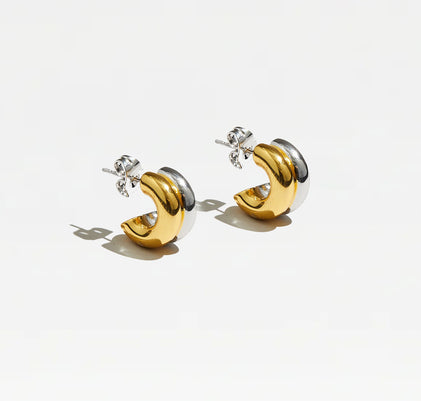 THE TWO TONE MINI HUGGIE HOOPS