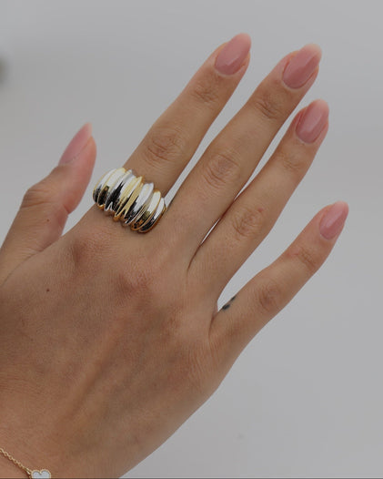 THE TWO TONE CRESCENT RING