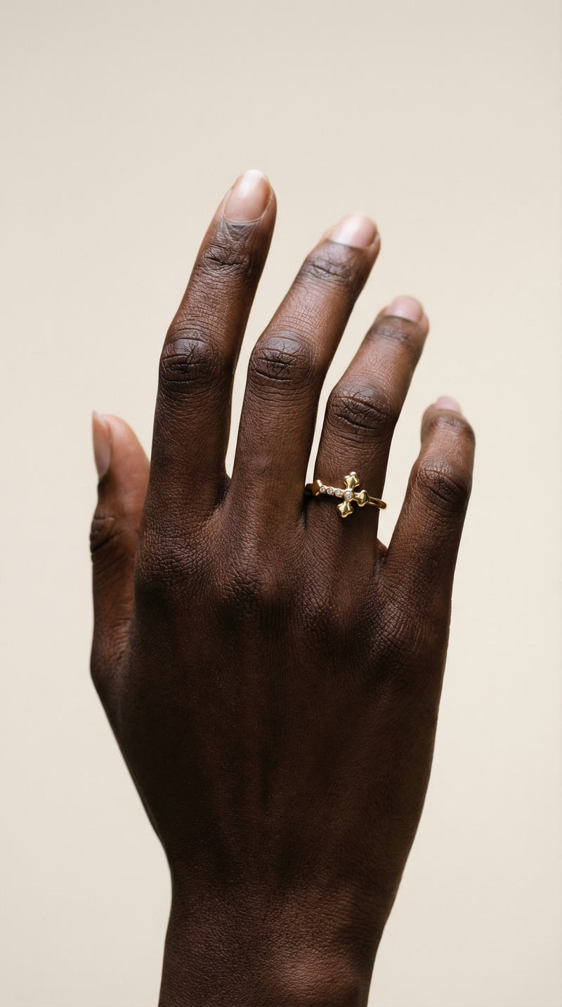 THE PAVE CROSS RING
