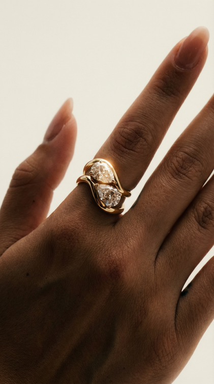 The Pear Stone Friendship Ring (Set of 2)