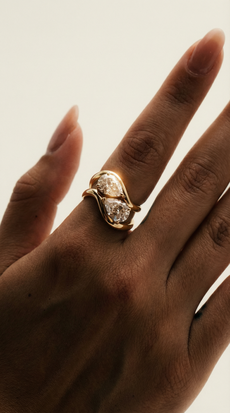 The Pear Stone Ring (Set of 2)