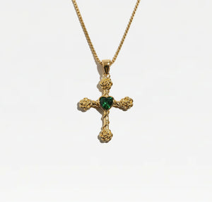The Emerald Heart Cross Necklace