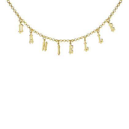 gold brick english nameplate choker necklace