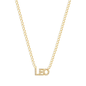 gold iced out leo zodiac necklace