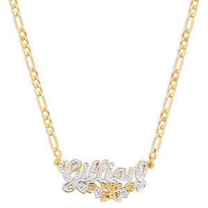 butterfly flower nameplate necklace