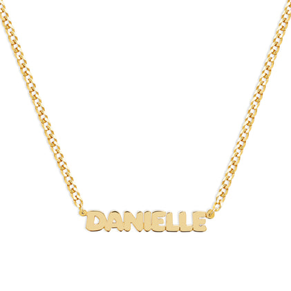 bubble letter nameplate necklace