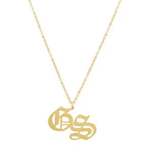 double old english initial necklace