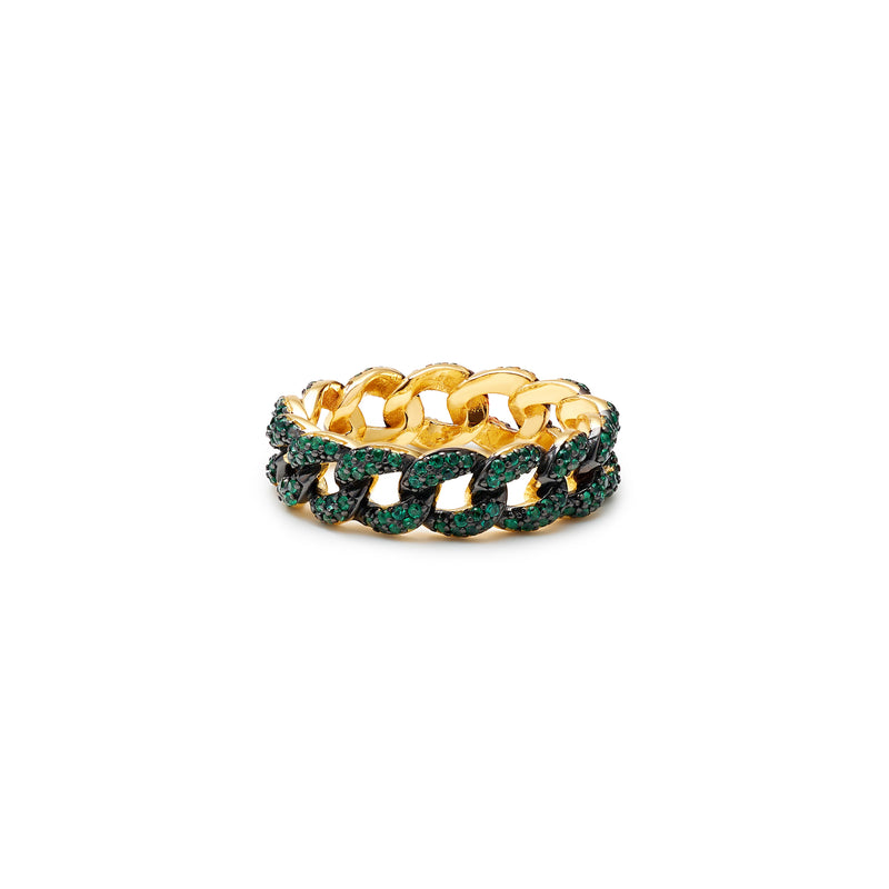 emerald cuban link ring