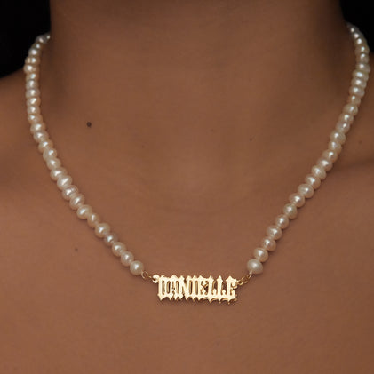 brick personalized pearl necklace