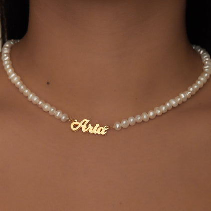 custom pearl name necklace