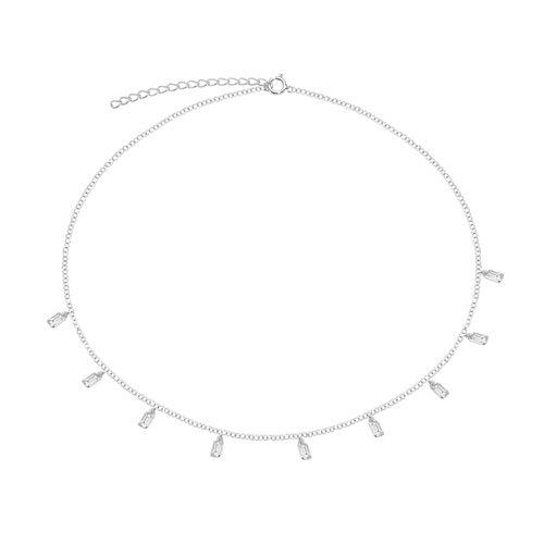 silver hanging choker necklace