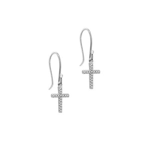 THE FRENCH HOOK PAVE CROSS EARRINGS