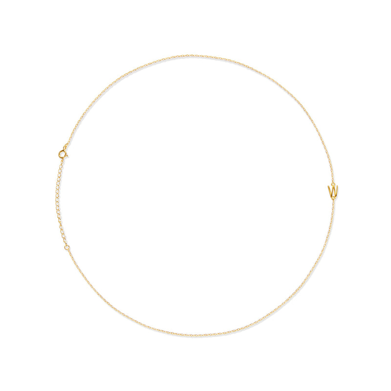 gold w letter chain necklace