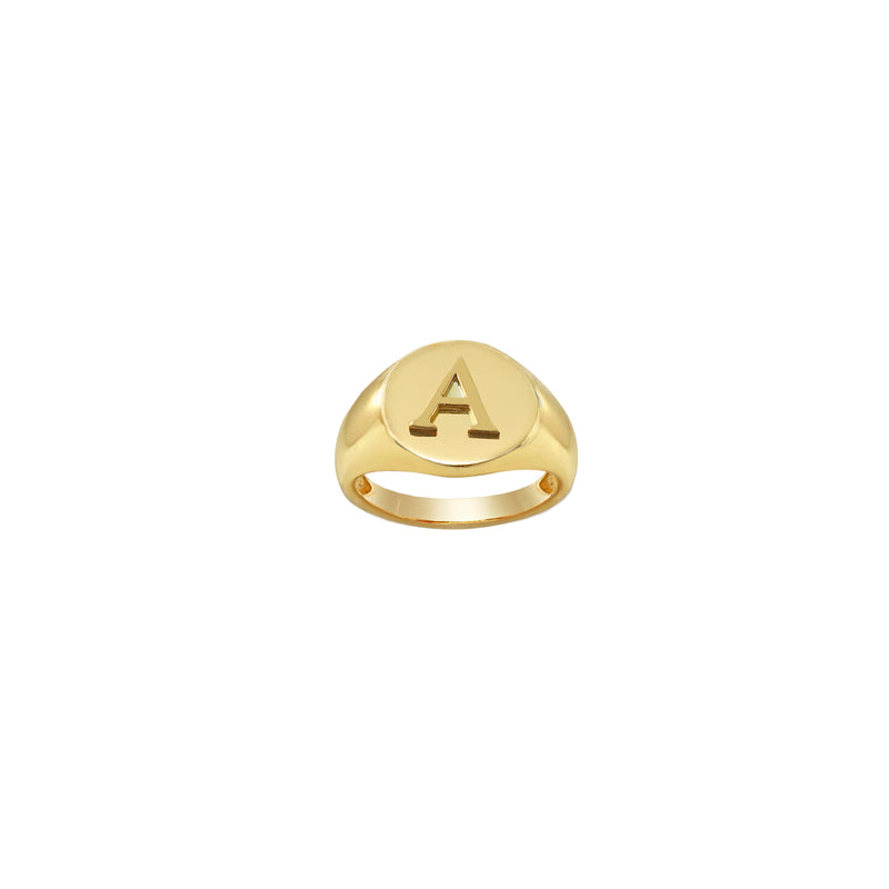 GOLD EMBOSSED BLOCK SIGNET RING