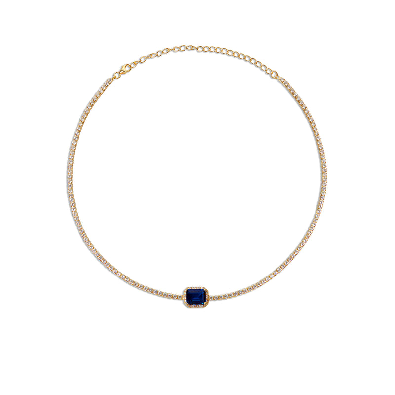 sapphire color stone collar necklace