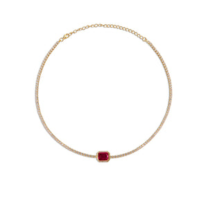 ruby colored stone collar necklace