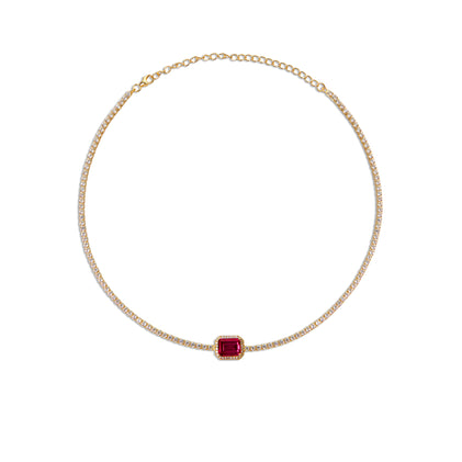 ruby colored stone collar necklace