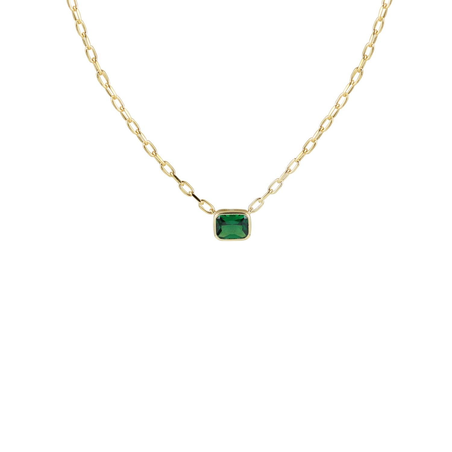 Green Emerald Reda Link Necklace - The M Jewelers