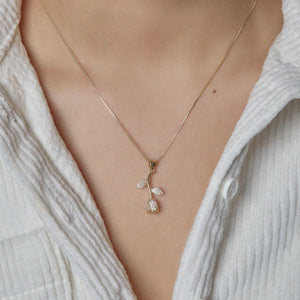 pave rose pendant necklace