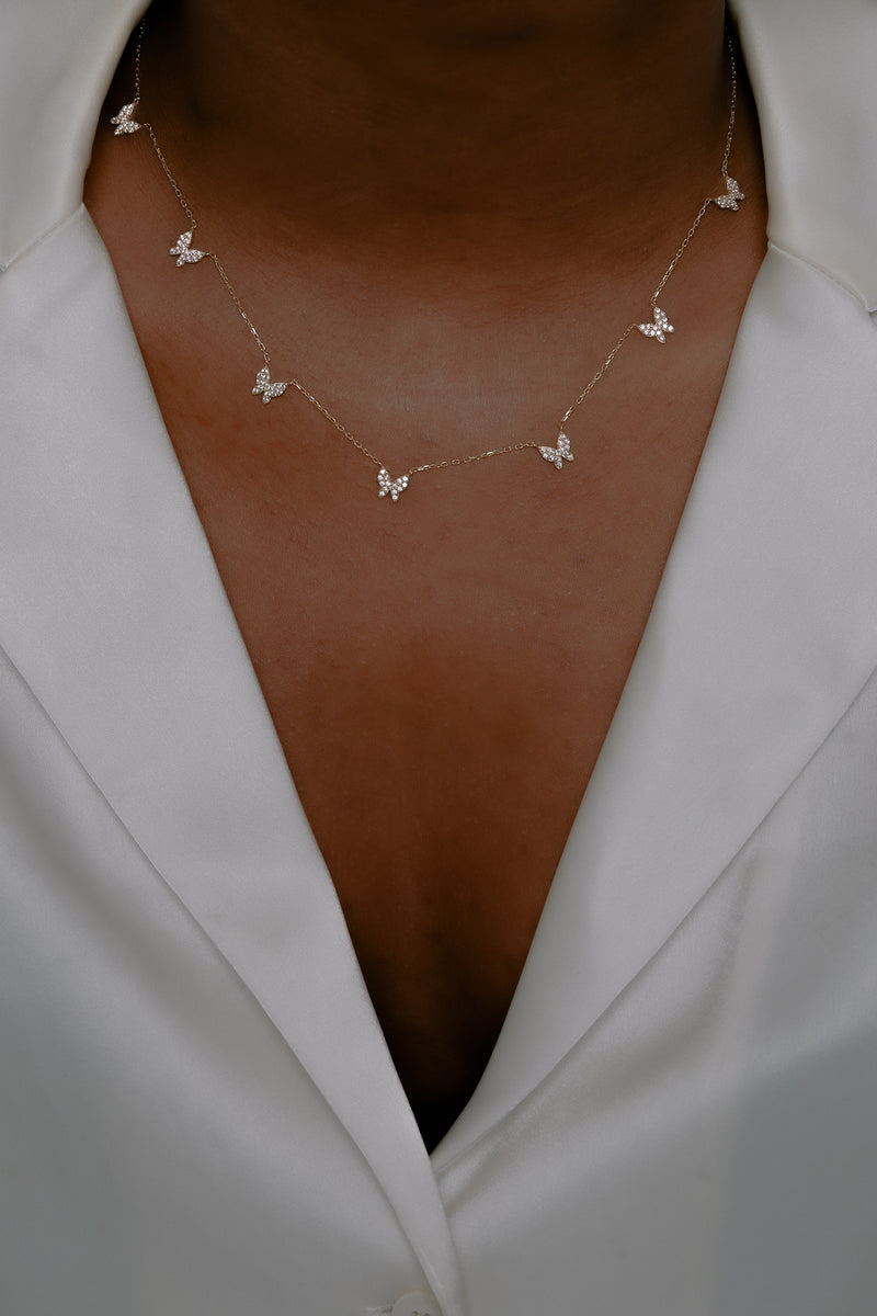pave butterfly pendant necklace