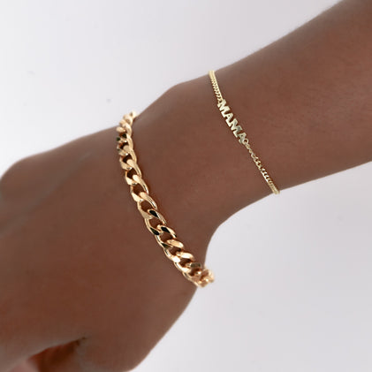 gold mama link bracelet
