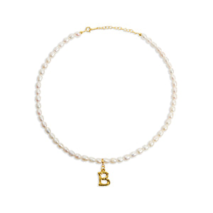 inital letter b pearl necklace