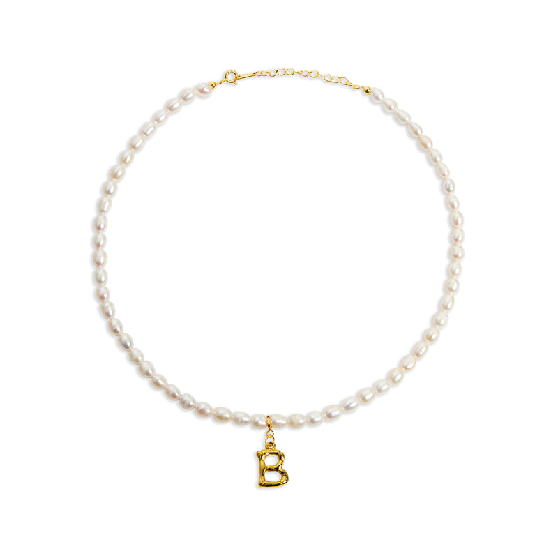 inital letter b pearl necklace