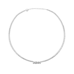silver nameplate choker necklace