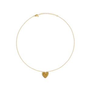 c initial letter heart pendant necklace