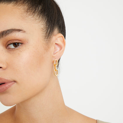 gold plate chain link earrings