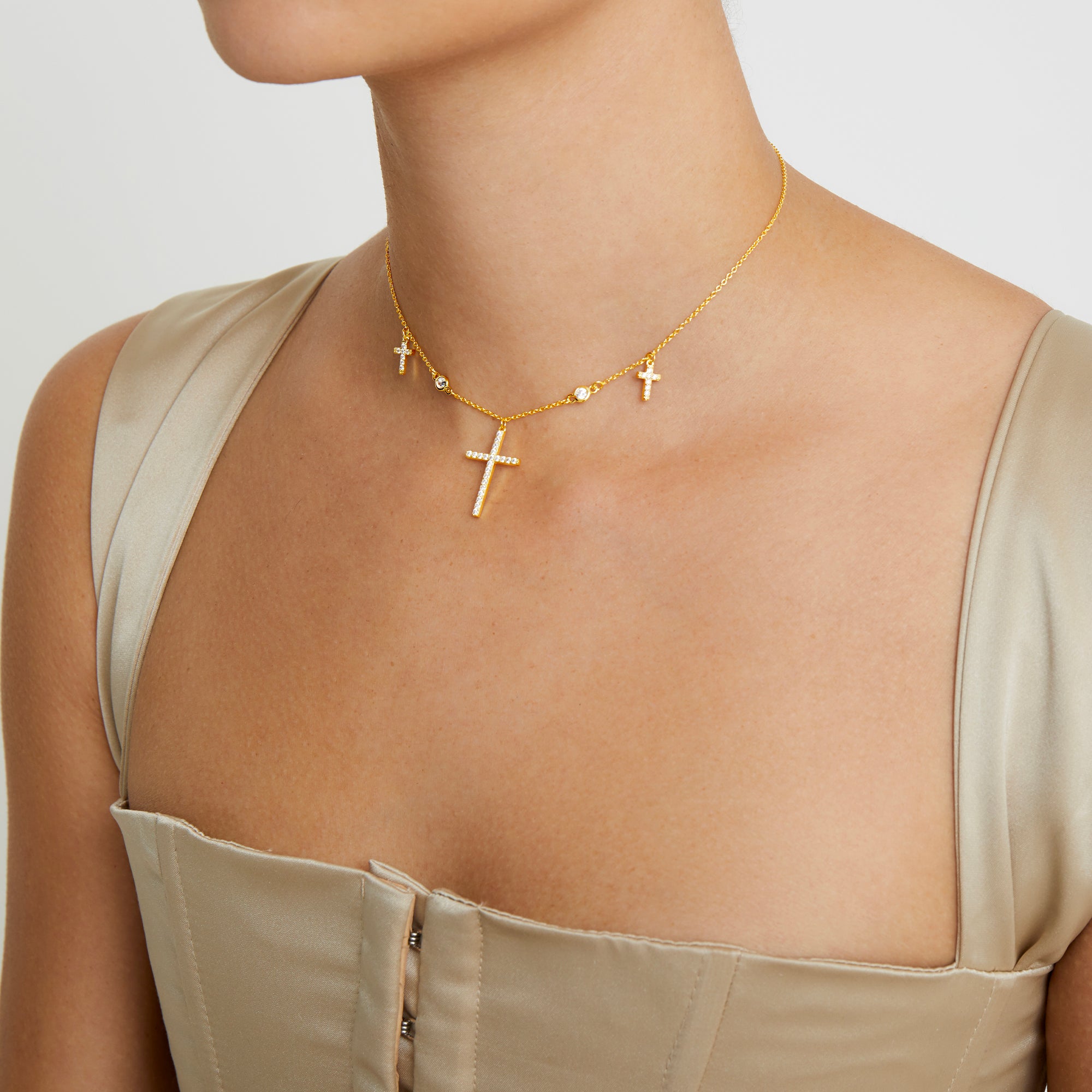 Choker Necklace Set Layering Necklace Gold Cross Necklace - Etsy | Engraved  necklace, Choker necklace set, Bar necklace