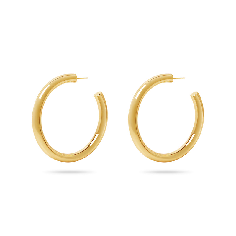 Women's Real Gold Plated Wide Thick Small Hoop Earrings