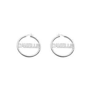 silver nameplate hoop earrings