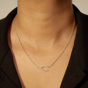 pave wishbone pendant necklace
