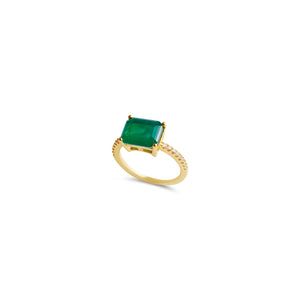 green colored stone solitaire ring