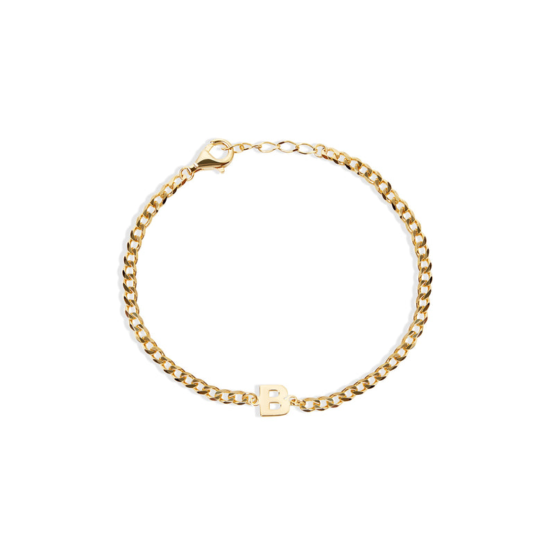THE SINGLE BLOCK LETTER CURB CHAIN BRACELET – The M Jewelers