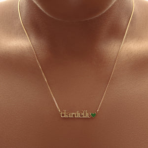 lowercase name necklace with enamel heart