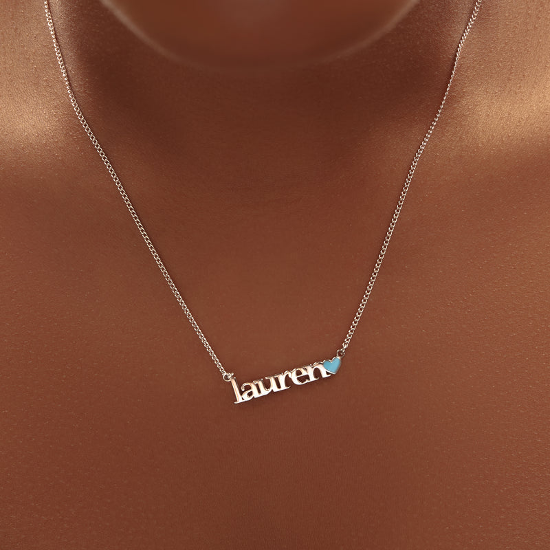 name necklace with heart