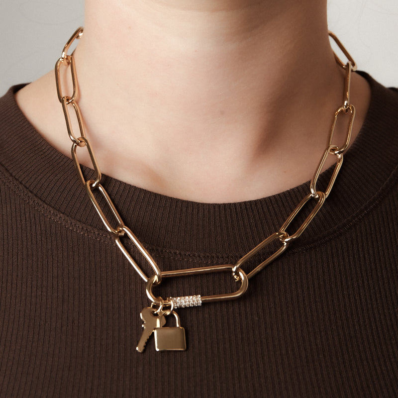 lock and key pendant choker necklace
