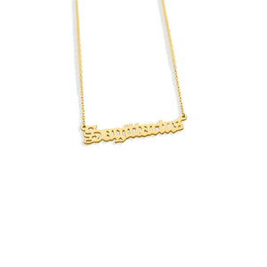 gold sagittarius script zodiac necklace