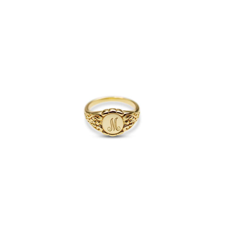 engraved initial letter m ring